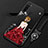 Funda Silicona Gel Goma Flores Carcasa K01 para Xiaomi Redmi Note 8T Rojo y Negro