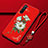 Funda Silicona Gel Goma Flores Carcasa para Oppo F15 Rojo