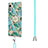 Funda Silicona Gel Goma Patron de Moda Carcasa con Acollador Cordon Lanyard Y01B para LG Velvet 5G Verde