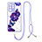 Funda Silicona Gel Goma Patron de Moda Carcasa con Acollador Cordon Lanyard Y01X para Samsung Galaxy S20 Ultra Morado