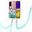 Funda Silicona Gel Goma Patron de Moda Carcasa con Acollador Cordon Lanyard Y03B para Samsung Galaxy Quantum2 5G Vistoso