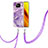 Funda Silicona Gel Goma Patron de Moda Carcasa con Acollador Cordon Lanyard Y05B para Xiaomi Poco X3 NFC Morado