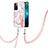 Funda Silicona Gel Goma Patron de Moda Carcasa con Acollador Cordon Lanyard Y05B para Xiaomi Poco X4 NFC Rosa