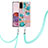 Funda Silicona Gel Goma Patron de Moda Carcasa con Acollador Cordon Lanyard Y06B para Samsung Galaxy S20 5G Cian