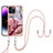 Funda Silicona Gel Goma Patron de Moda Carcasa con Acollador Cordon Lanyard Y07B para Apple iPhone 13 Pro Multicolor