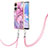 Funda Silicona Gel Goma Patron de Moda Carcasa con Acollador Cordon Lanyard YB7 para Oppo A58 5G Rosa