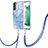 Funda Silicona Gel Goma Patron de Moda Carcasa con Acollador Cordon Lanyard YB7 para Samsung Galaxy S23 Plus 5G Azul