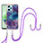 Funda Silicona Gel Goma Patron de Moda Carcasa con Acollador Cordon Lanyard YB7 para Xiaomi Poco X5 5G Morado