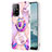 Funda Silicona Gel Goma Patron de Moda Carcasa con Anillo de dedo Soporte Y01B para Oppo F19 Pro+ Plus 5G Purpura Claro