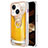 Funda Silicona Gel Goma Patron de Moda Carcasa con Anillo de dedo Soporte Y02B para Apple iPhone 14 Plus Amarillo