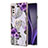 Funda Silicona Gel Goma Patron de Moda Carcasa con Anillo de dedo Soporte Y02B para LG Velvet 4G Morado