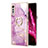 Funda Silicona Gel Goma Patron de Moda Carcasa con Anillo de dedo Soporte Y05B para LG Velvet 5G Purpura Claro