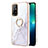 Funda Silicona Gel Goma Patron de Moda Carcasa con Anillo de dedo Soporte Y05B para Oppo F19 Pro+ Plus 5G Blanco