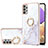 Funda Silicona Gel Goma Patron de Moda Carcasa con Anillo de dedo Soporte Y05B para Samsung Galaxy A23 5G Blanco