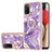 Funda Silicona Gel Goma Patron de Moda Carcasa con Anillo de dedo Soporte Y05B para Samsung Galaxy M02s Morado