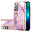 Funda Silicona Gel Goma Patron de Moda Carcasa con Anillo de dedo Soporte Y05B para Samsung Galaxy Note 20 5G Purpura Claro
