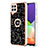 Funda Silicona Gel Goma Patron de Moda Carcasa con Anillo de dedo Soporte YB2 para Samsung Galaxy M32 4G Negro