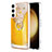 Funda Silicona Gel Goma Patron de Moda Carcasa con Anillo de dedo Soporte YB2 para Samsung Galaxy S22 5G Amarillo