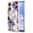 Funda Silicona Gel Goma Patron de Moda Carcasa con Anillo de dedo Soporte YB3 para Oppo A58 5G Morado