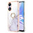 Funda Silicona Gel Goma Patron de Moda Carcasa con Anillo de dedo Soporte YB5 para Oppo A58 5G Blanco