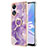 Funda Silicona Gel Goma Patron de Moda Carcasa con Anillo de dedo Soporte YB5 para Oppo A58 5G Morado