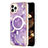 Funda Silicona Gel Goma Patron de Moda Carcasa con Mag-Safe Magnetic para Apple iPhone 13 Pro Max Morado