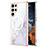 Funda Silicona Gel Goma Patron de Moda Carcasa con Mag-Safe Magnetic para Samsung Galaxy S22 Ultra 5G Blanco