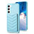 Funda Silicona Goma de Cuero Carcasa BF1 para Samsung Galaxy S22 5G Azul Claro