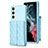Funda Silicona Goma de Cuero Carcasa BF6 para Samsung Galaxy S22 5G Azul Claro