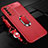 Funda Silicona Goma de Cuero Carcasa con Magnetico Anillo de dedo Soporte para Huawei Honor Play4 5G Rojo