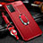 Funda Silicona Goma de Cuero Carcasa con Magnetico Anillo de dedo Soporte para Samsung Galaxy F52 5G Rojo