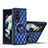 Funda Silicona Goma de Cuero Carcasa con Magnetico Anillo de dedo Soporte para Samsung Galaxy Z Fold3 5G Azul