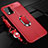 Funda Silicona Goma de Cuero Carcasa con Magnetico Anillo de dedo Soporte para Xiaomi Mi 10 Lite Rojo