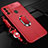 Funda Silicona Goma de Cuero Carcasa con Magnetico Anillo de dedo Soporte S01 para Oppo A32 Rojo