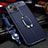 Funda Silicona Goma de Cuero Carcasa con Magnetico Anillo de dedo Soporte S02 para Apple iPhone 13 Mini Azul