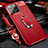 Funda Silicona Goma de Cuero Carcasa con Magnetico Anillo de dedo Soporte S02 para Apple iPhone 13 Pro Max Rojo