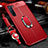 Funda Silicona Goma de Cuero Carcasa con Magnetico Anillo de dedo Soporte S02 para Oppo F15 Rojo