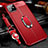 Funda Silicona Goma de Cuero Carcasa con Magnetico Anillo de dedo Soporte T01 para Apple iPhone 11 Rojo