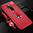 Funda Silicona Goma de Cuero Carcasa con Magnetico Anillo de dedo Soporte T01 para OnePlus 8 Pro Rojo