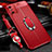 Funda Silicona Goma de Cuero Carcasa con Magnetico Anillo de dedo Soporte T02 para Huawei Honor X10 Max 5G Rojo
