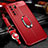 Funda Silicona Goma de Cuero Carcasa con Magnetico Anillo de dedo Soporte T02 para Huawei P40 Lite 5G Rojo