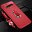 Funda Silicona Goma de Cuero Carcasa con Magnetico Anillo de dedo Soporte T02 para Samsung Galaxy S10 5G Rojo