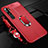 Funda Silicona Goma de Cuero Carcasa con Magnetico Anillo de dedo Soporte T02 para Xiaomi Mi Note 10 Rojo