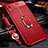 Funda Silicona Goma de Cuero Carcasa con Magnetico Anillo de dedo Soporte T02 para Xiaomi Redmi 9AT Rojo
