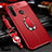Funda Silicona Goma de Cuero Carcasa con Magnetico Anillo de dedo Soporte T02 para Xiaomi Redmi Note 8 Rojo