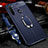 Funda Silicona Goma de Cuero Carcasa con Magnetico Anillo de dedo Soporte T02 para Xiaomi Redmi Note 8T Azul