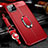 Funda Silicona Goma de Cuero Carcasa con Magnetico Anillo de dedo Soporte T03 para Apple iPhone 11 Pro Max Rojo