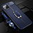 Funda Silicona Goma de Cuero Carcasa con Magnetico Anillo de dedo Soporte T04 para Apple iPhone 11 Pro Azul