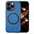 Funda Silicona Goma de Cuero Carcasa con Magnetico S02D para Apple iPhone 14 Pro Azul