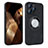 Funda Silicona Goma de Cuero Carcasa con Magnetico S07D para Apple iPhone 13 Pro Max Negro